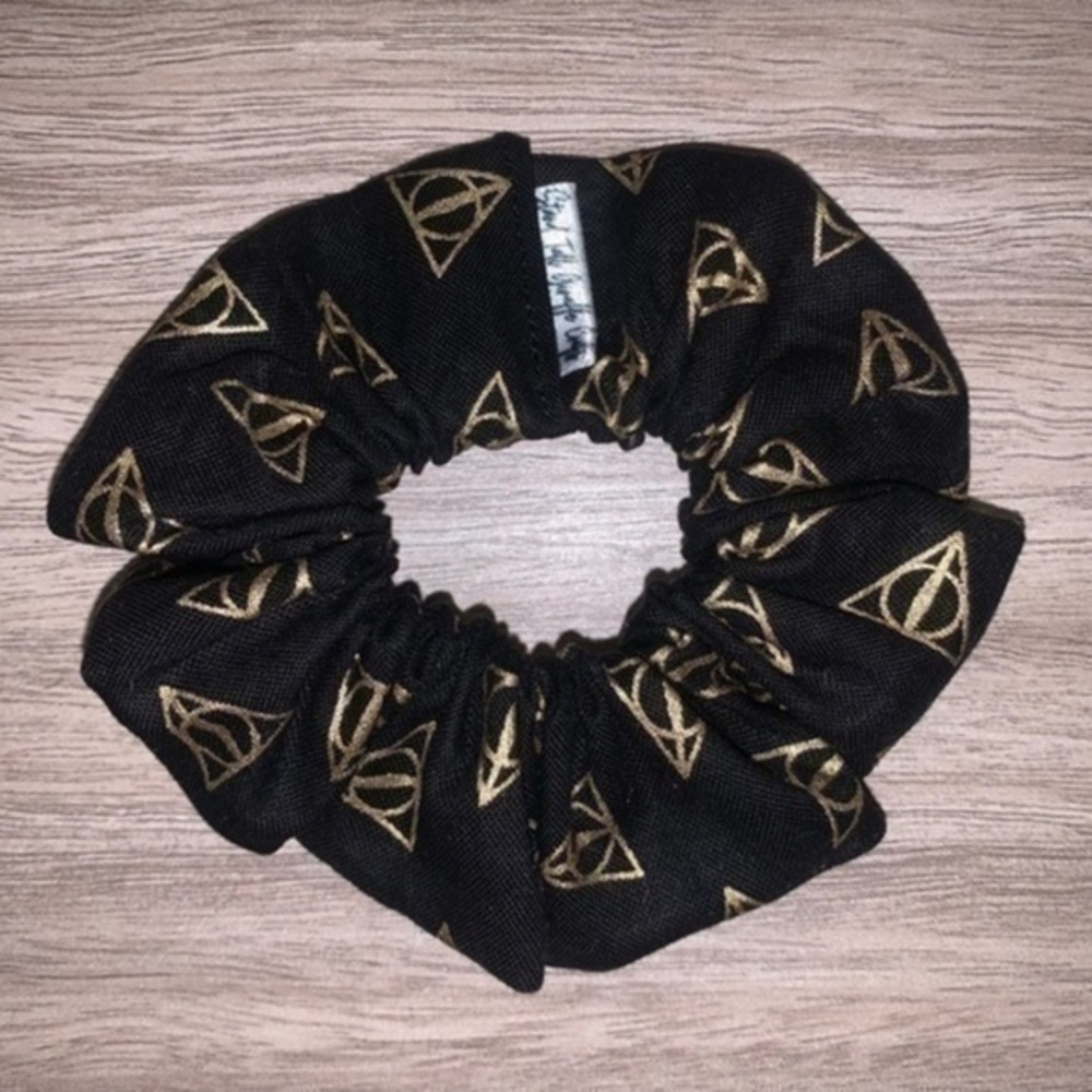 $7ea or 3/$15 HP Harry Potter Deathly Hallows black hair scrunchie new
